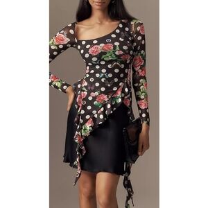 Anthropologie Floral Bodycon Top